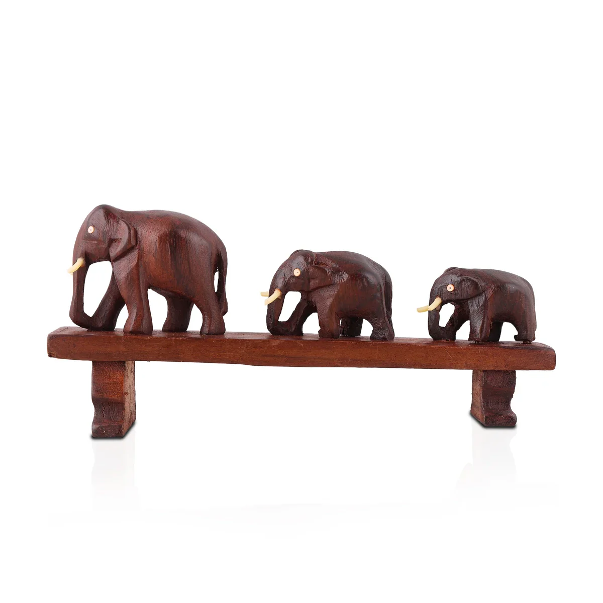 3 Elephant On Bridge Statue - 3.5 Inches | Wooden Elephants Statue for Home - Image 2