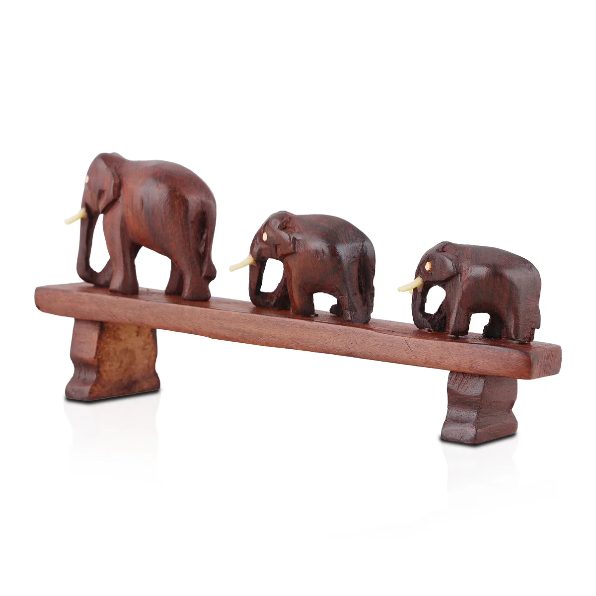 3 Elephant On Bridge Statue - 3.5 Inches | Wooden Elephants Statue for Home - Image 5
