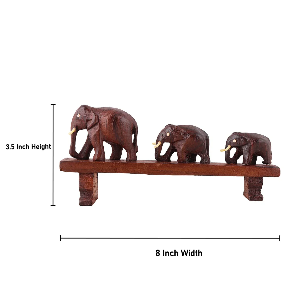 3 Elephant On Bridge Statue - 3.5 Inches | Wooden Elephants Statue for Home - Image 6