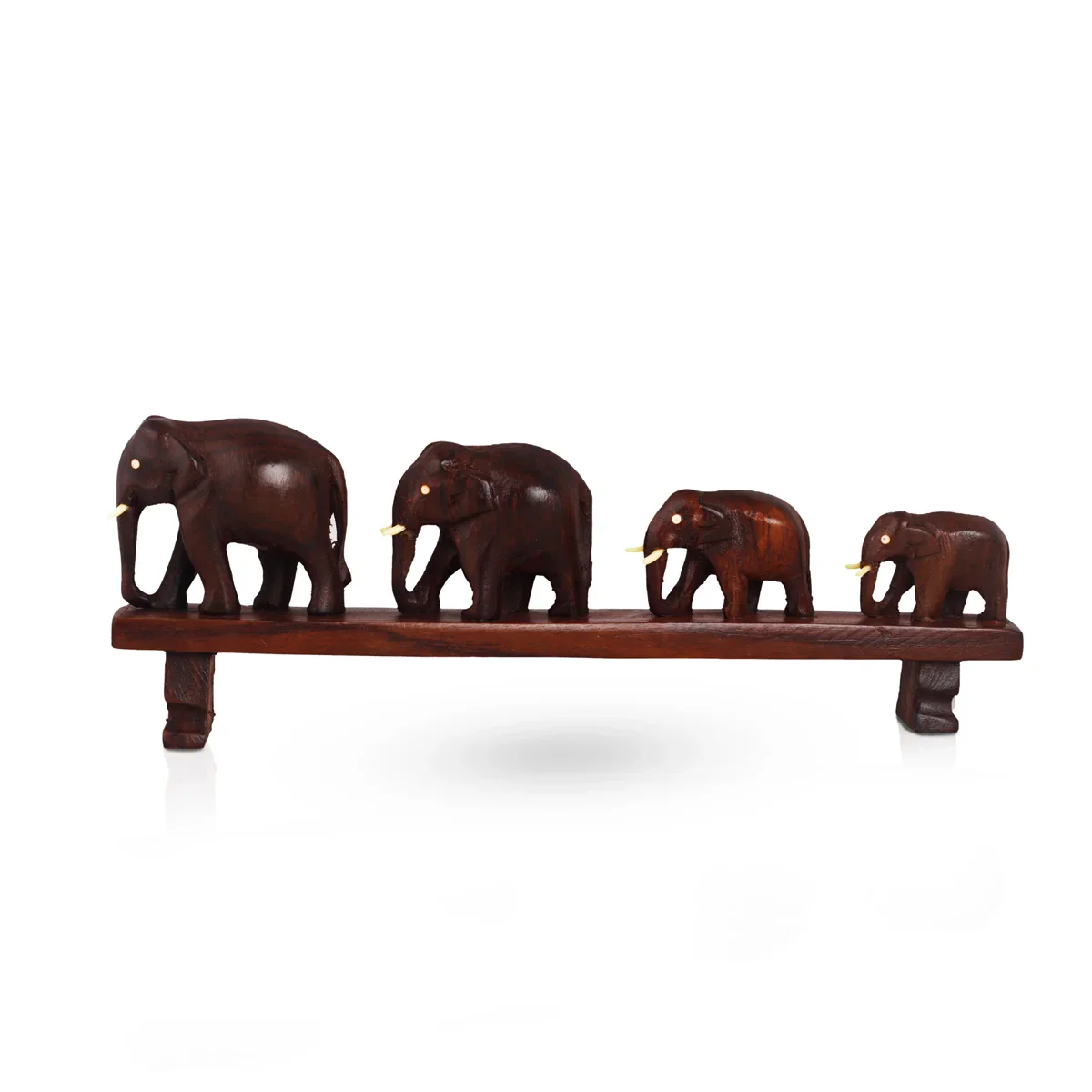 4 Elephant On Bridge Statue - 4 x 11 Inches | Wooden Elephant Idol for Home - Image 2