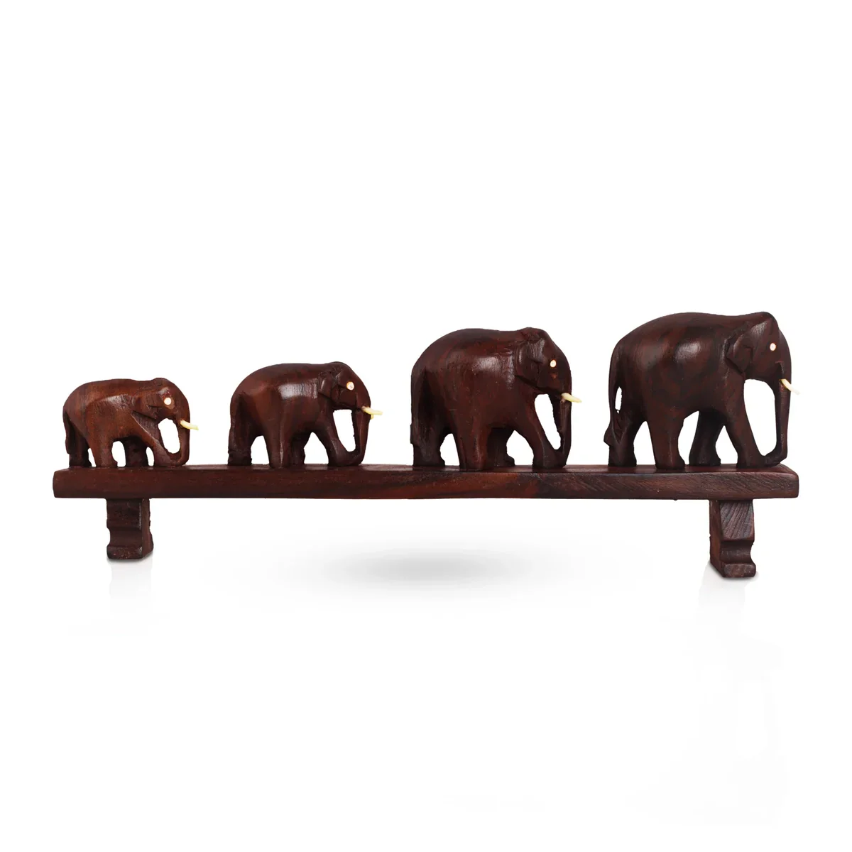 4 Elephant On Bridge Statue - 4 x 11 Inches | Wooden Elephant Idol for Home - Image 4