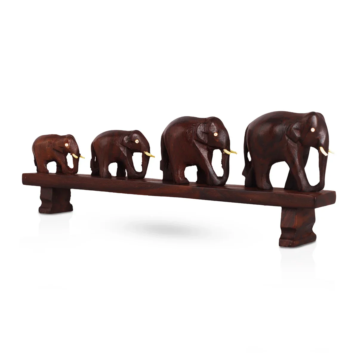 4 Elephant On Bridge Statue - 4 x 11 Inches | Wooden Elephant Idol for Home - Image 5