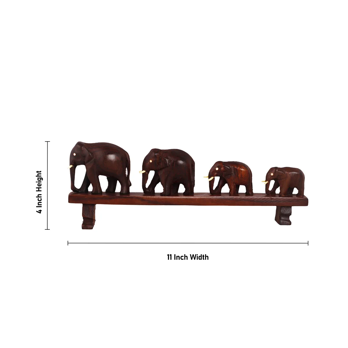 4 Elephant On Bridge Statue - 4 x 11 Inches | Wooden Elephant Idol for Home - Image 6