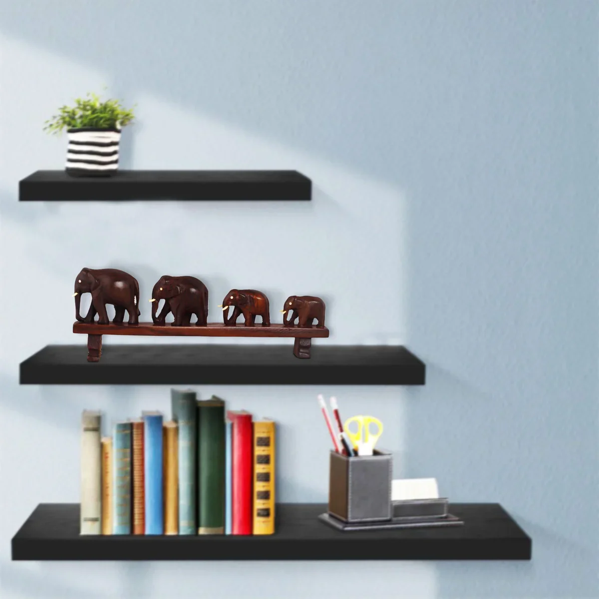 4 Elephant On Bridge Statue - 4 x 11 Inches | Wooden Elephant Idol for Home - Image 7