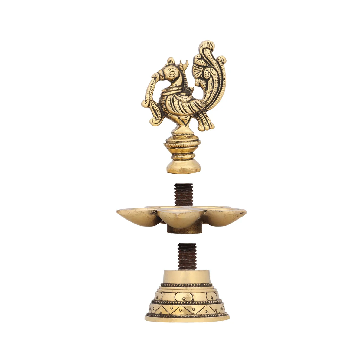5 Face Hanging Lamp - 5.5 x 3.5 Inches | Annam Design Vilakku/ Brass Latkan Lamp for Pooja/ 480 Gms Approx - Image 4
