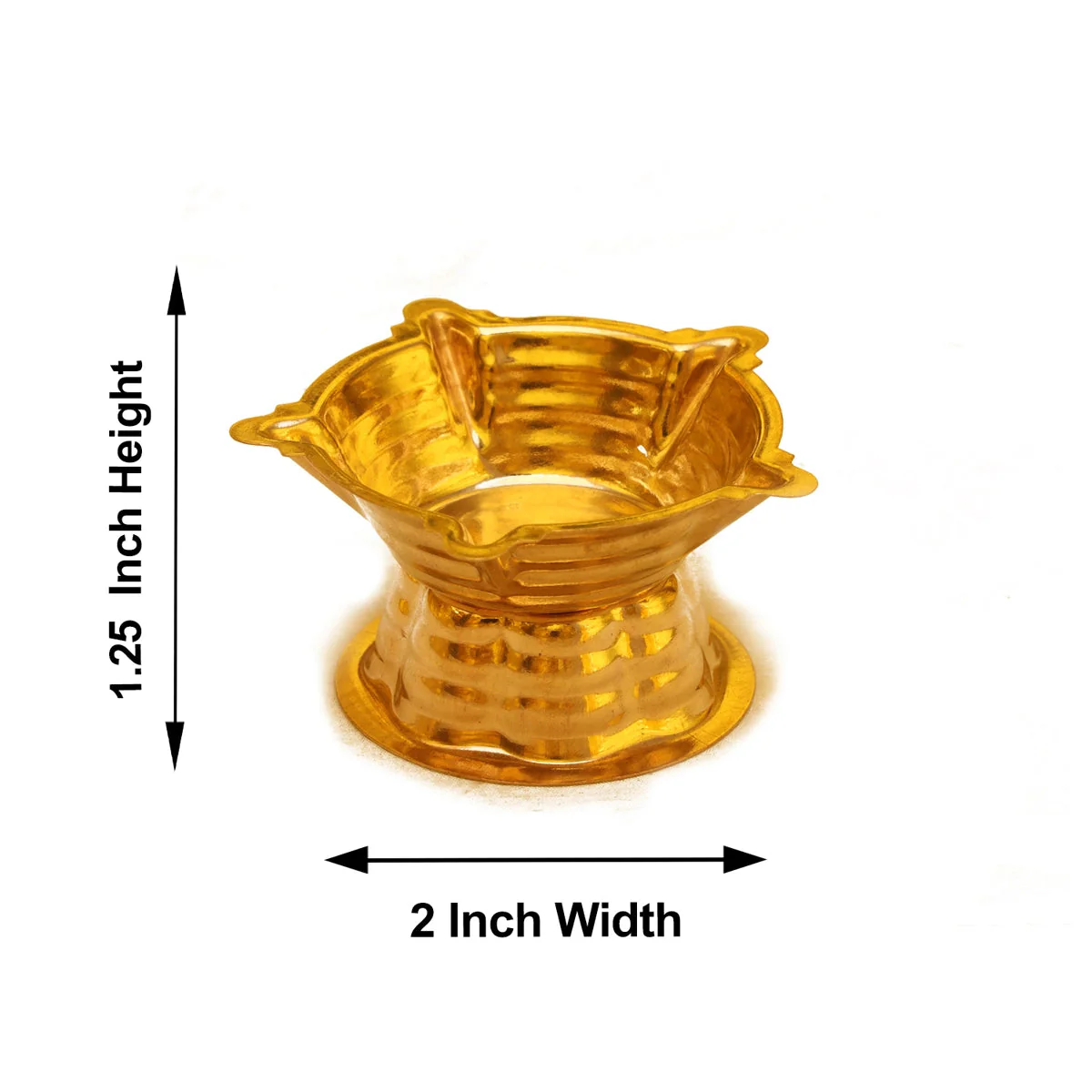5 Face Brass Lamp With Base - 1.25 x 2 Inches | Brass Pooja Diya/ Brass Deepam/ Brass Vilakku for Home - Image 2