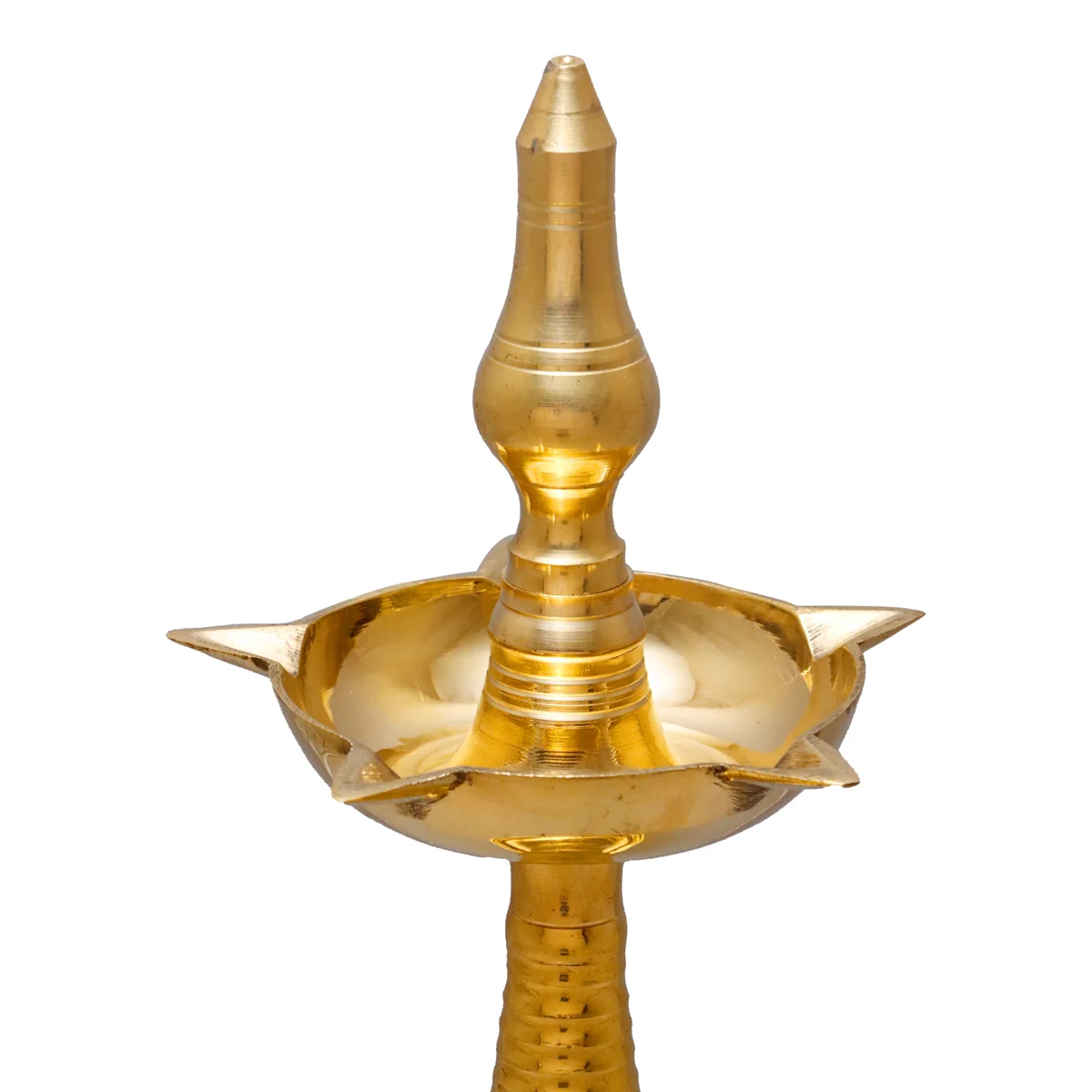5 Face Kerala Vilakku - 11 x 4 Inches | Brass Lamp/ Kerala Lamp/ Kerala Kuthu Vilakku for Pooja - Image 2