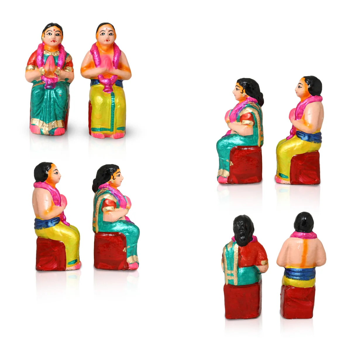 60th Marriage Clay Golu Bommai Set - 7 x 5.5 Inches | Giri Golu Doll/ Navaratri Golu Bomma/ Gombe/ Bommai - Image 2