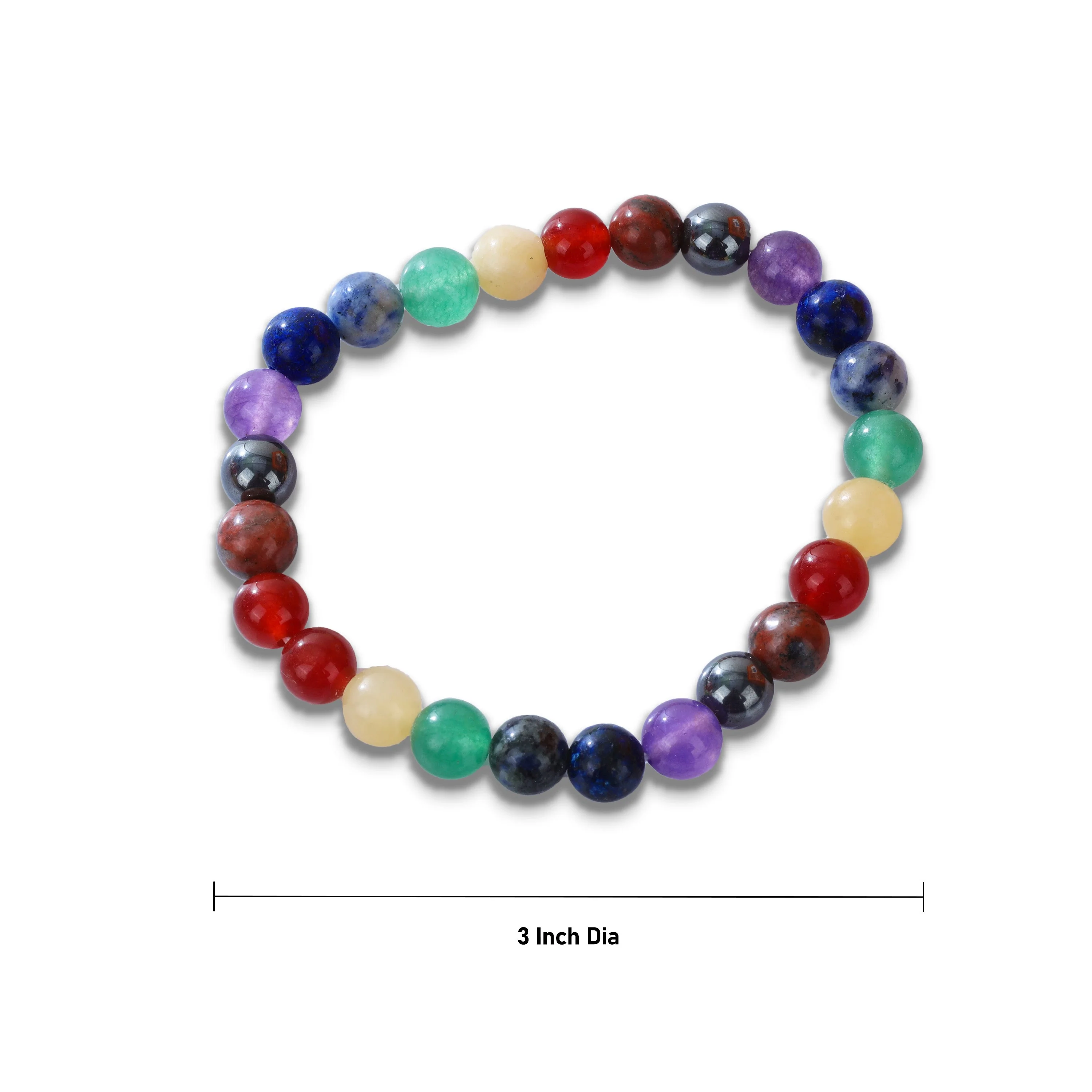 7 Chakra Bracelet - 3 Inches | 7 Chakra Stone Bracelet/ 7 Chakra Crystal Bracelet for Men & Women - Image 2