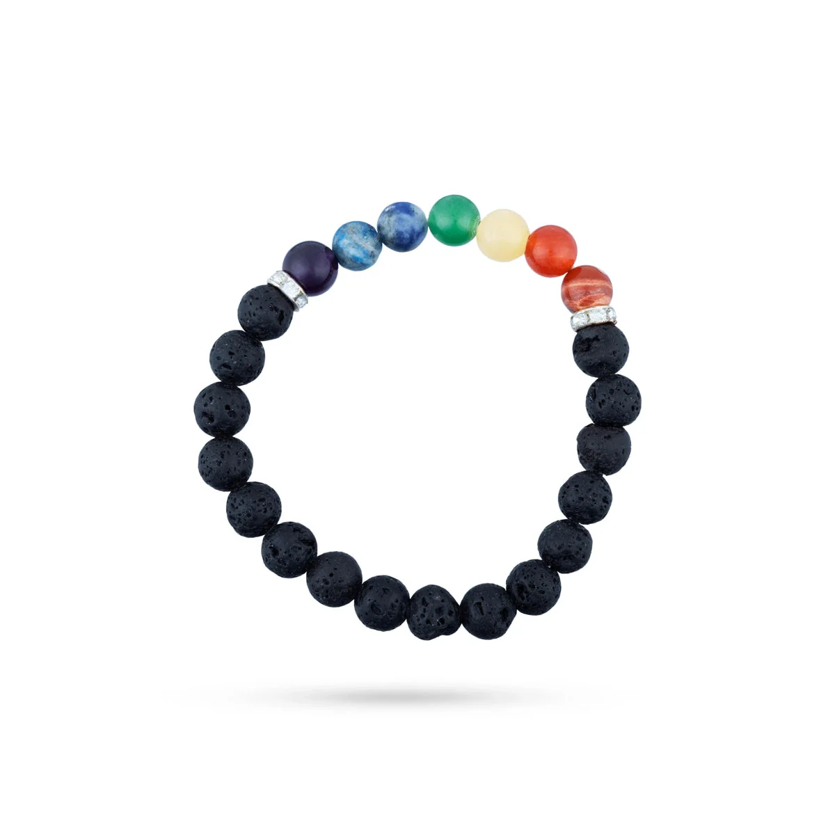 Lava 7 Chakra Bracelet - 2.5 Inches | 7 Chakra Lava Stone Bracelet/ 7 Chakra Lava Bracelet/ Hand Band/ 20 Gms - Image 3