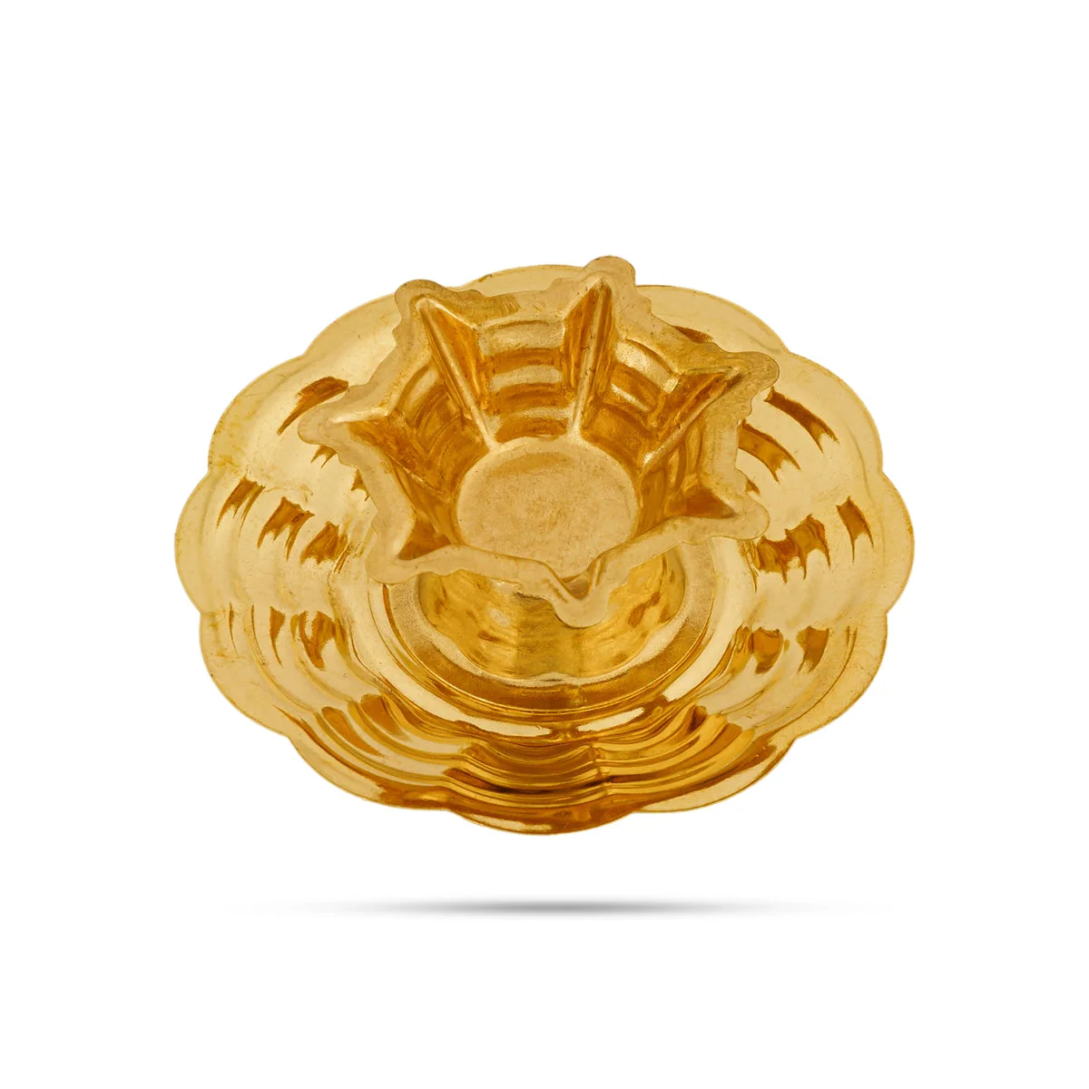 7 Face Brass Lamp With Plate - 1 x 3.5 Inches | Brass Pooja Diya/ Seven Face Brass Deepam for Home - Image 2