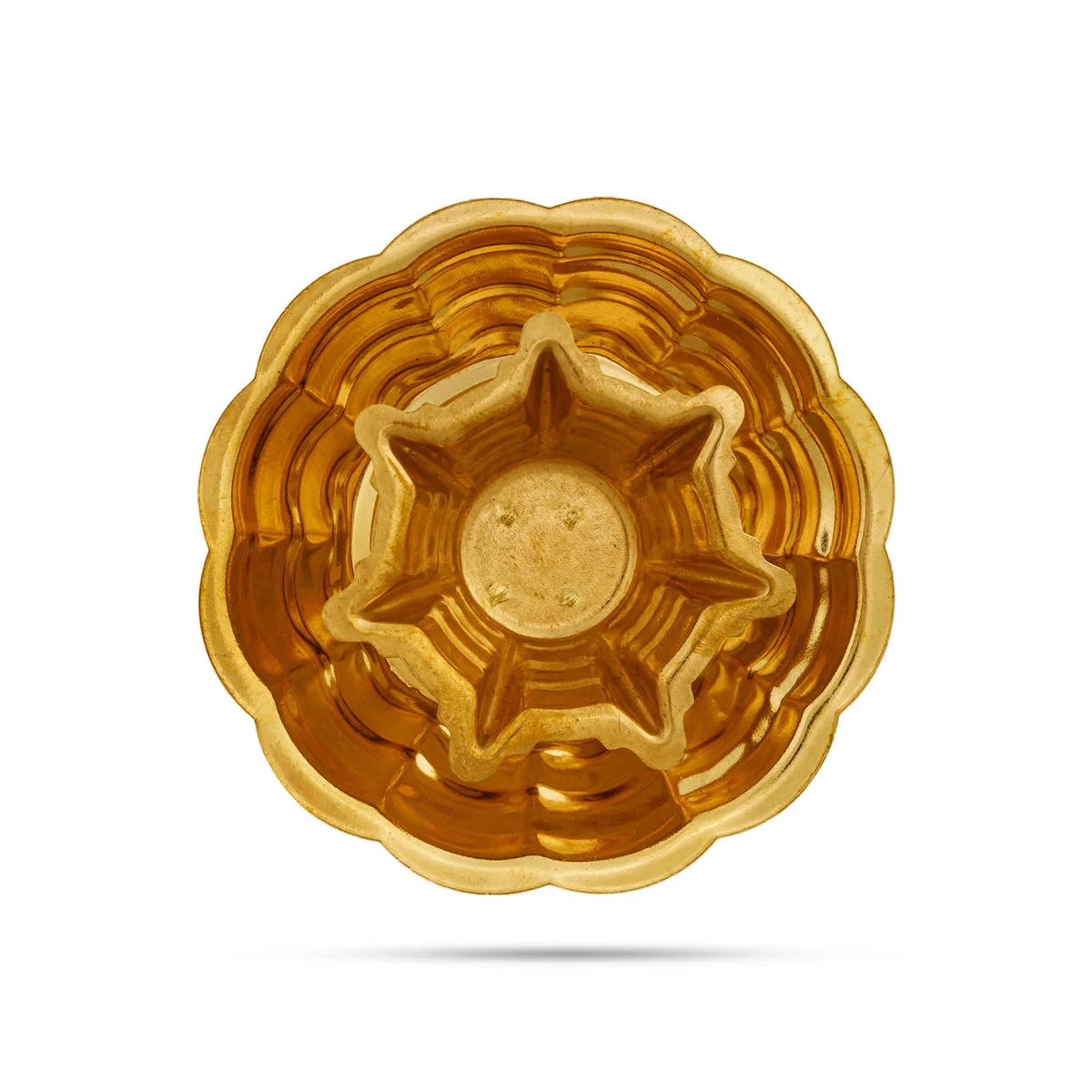 7 Face Brass Lamp With Plate - 1 x 3.5 Inches | Brass Pooja Diya/ Seven Face Brass Deepam for Home - Image 3
