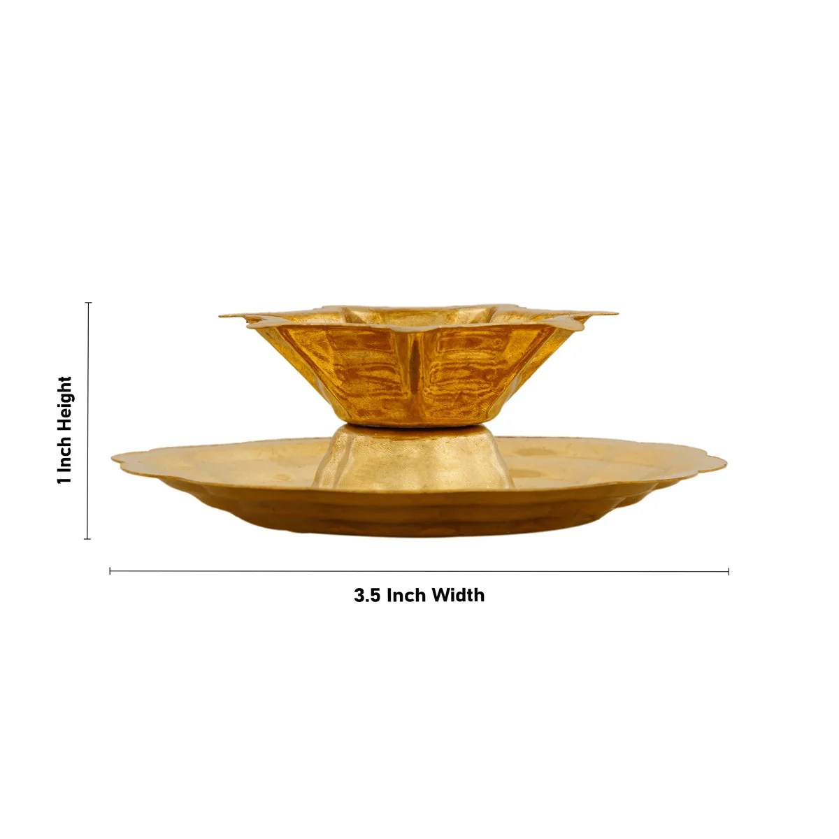 7 Face Brass Lamp With Plate - 1 x 3.5 Inches | Brass Pooja Diya/ Seven Face Brass Deepam for Home - Image 4