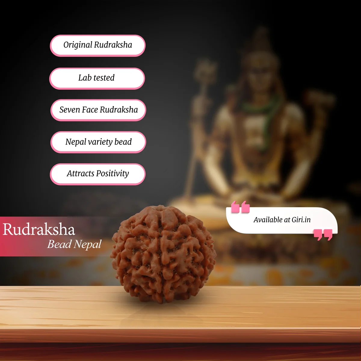 7 Face Rudraksha Bead | 22 mm/ 7 Mukhi Rudraksh Bead/ Nepal Ruthratcham Bead for Men And Women - Image 3