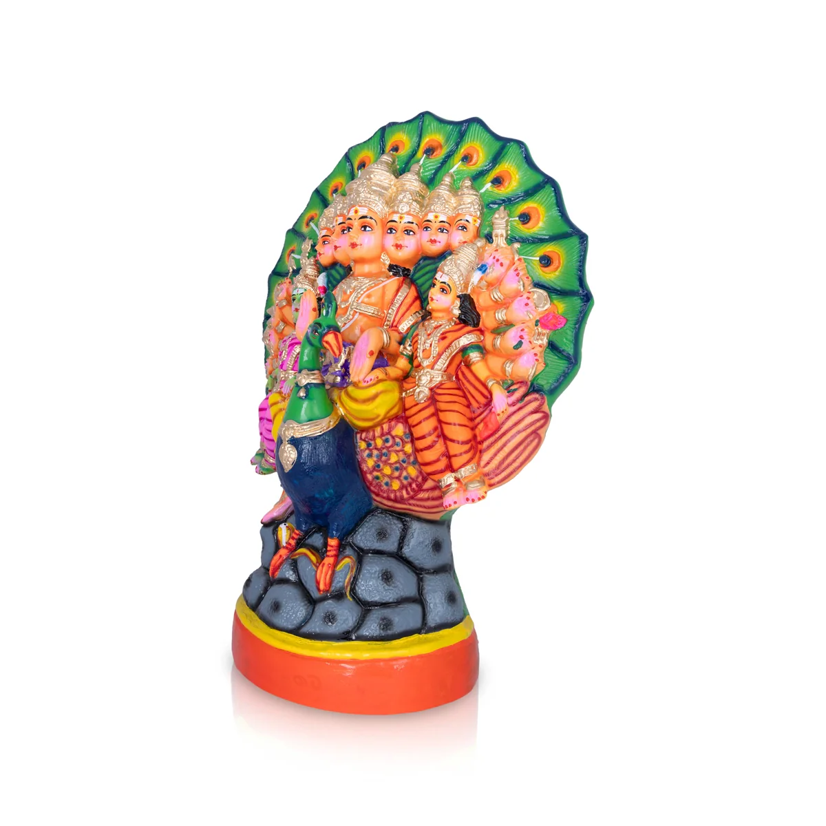 Aarumuga Murugan Valli Deivanai Statue Paper Mache Golu Bommai- 24X15 Inch | Navaratri Golu Gombe/Giri Golu Doll - Image 2