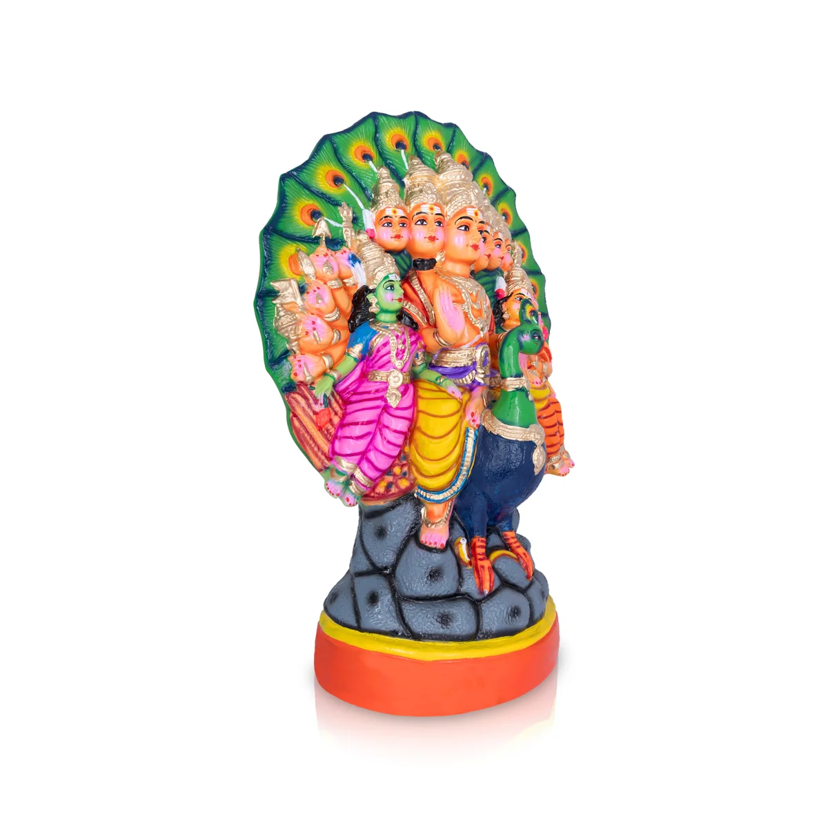 Aarumuga Murugan Valli Deivanai Statue Paper Mache Golu Bommai- 24X15 Inch | Navaratri Golu Gombe/Giri Golu Doll - Image 4