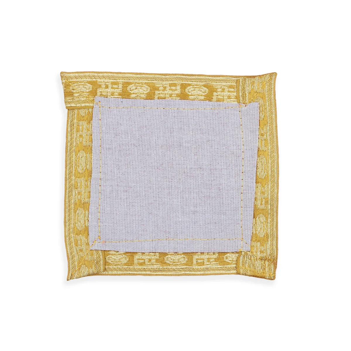 Aasan - 5 x 5 Inches | Velvet with Jari Design Pooja Aasan/ Aasan for Deity - Image 3