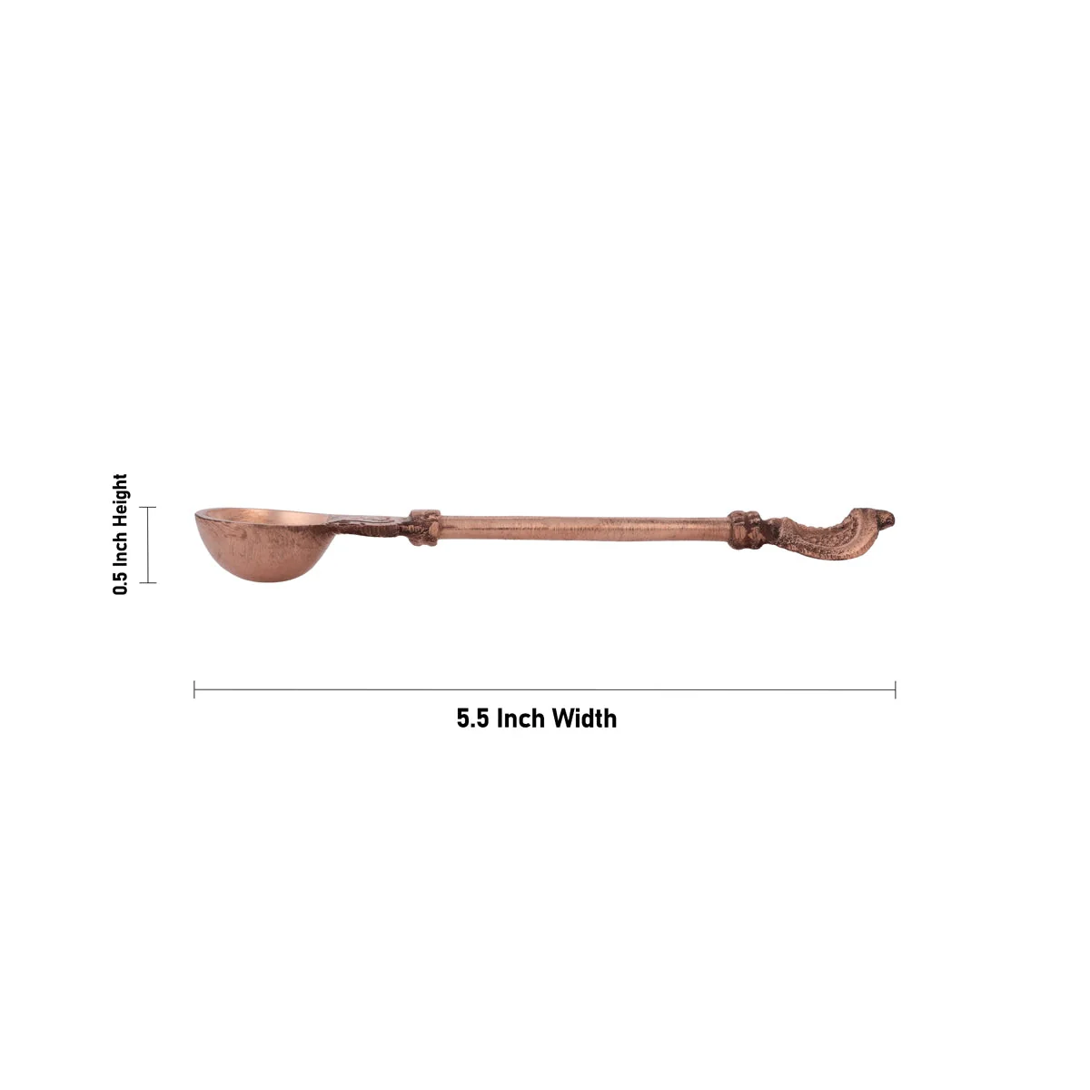Achmani - 0.5 X 5.5 Inches | Nagam Design Handle Uddharani/ Copper Pali Spoon/ Achmani For Temple & Pooja - Image 3