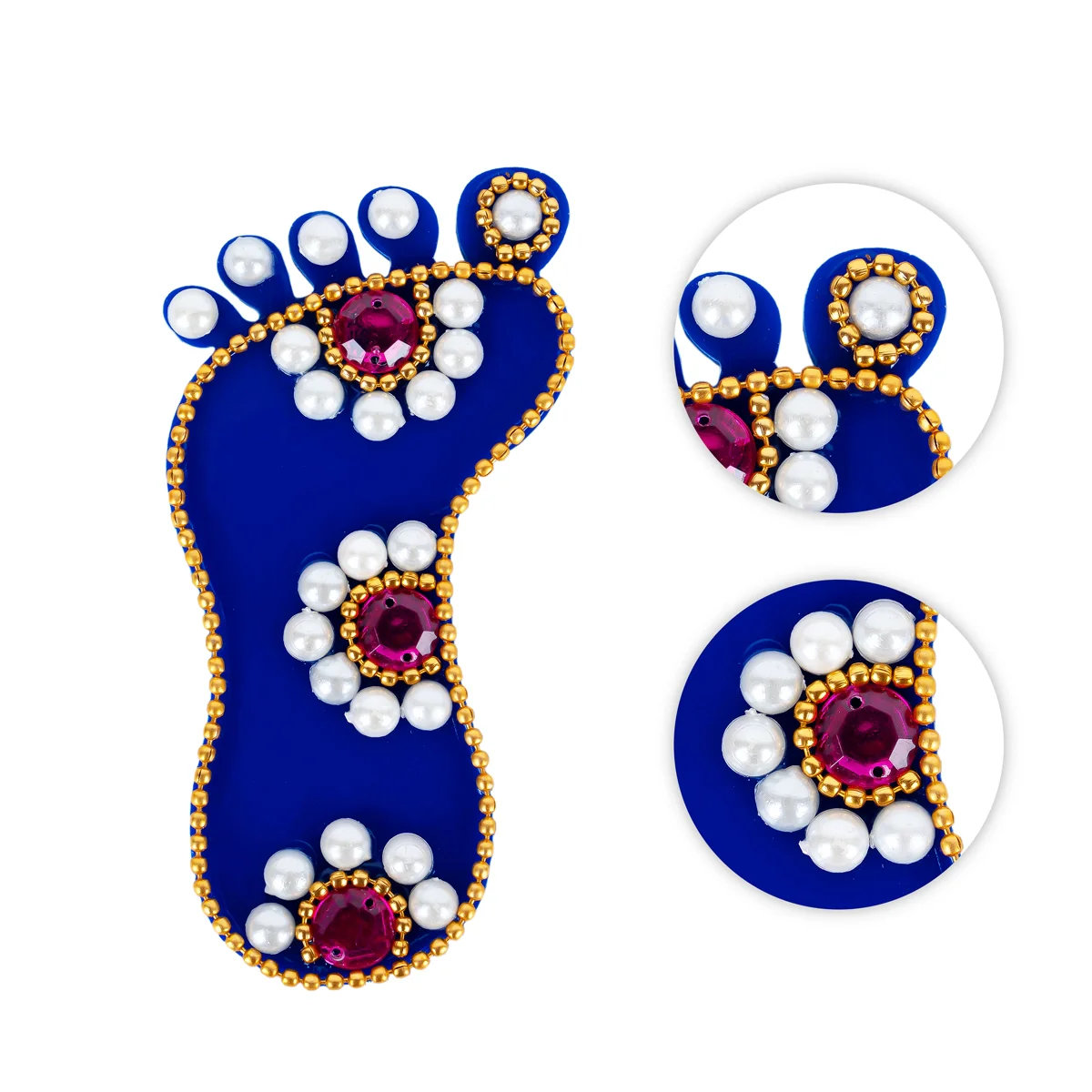 Krishna Padam Pair - 4 x 2 Inches | Acrylic Krishnar Padam/ Lakshmi Charan Paduka for Pooja/ Assorted Colour - Image 2