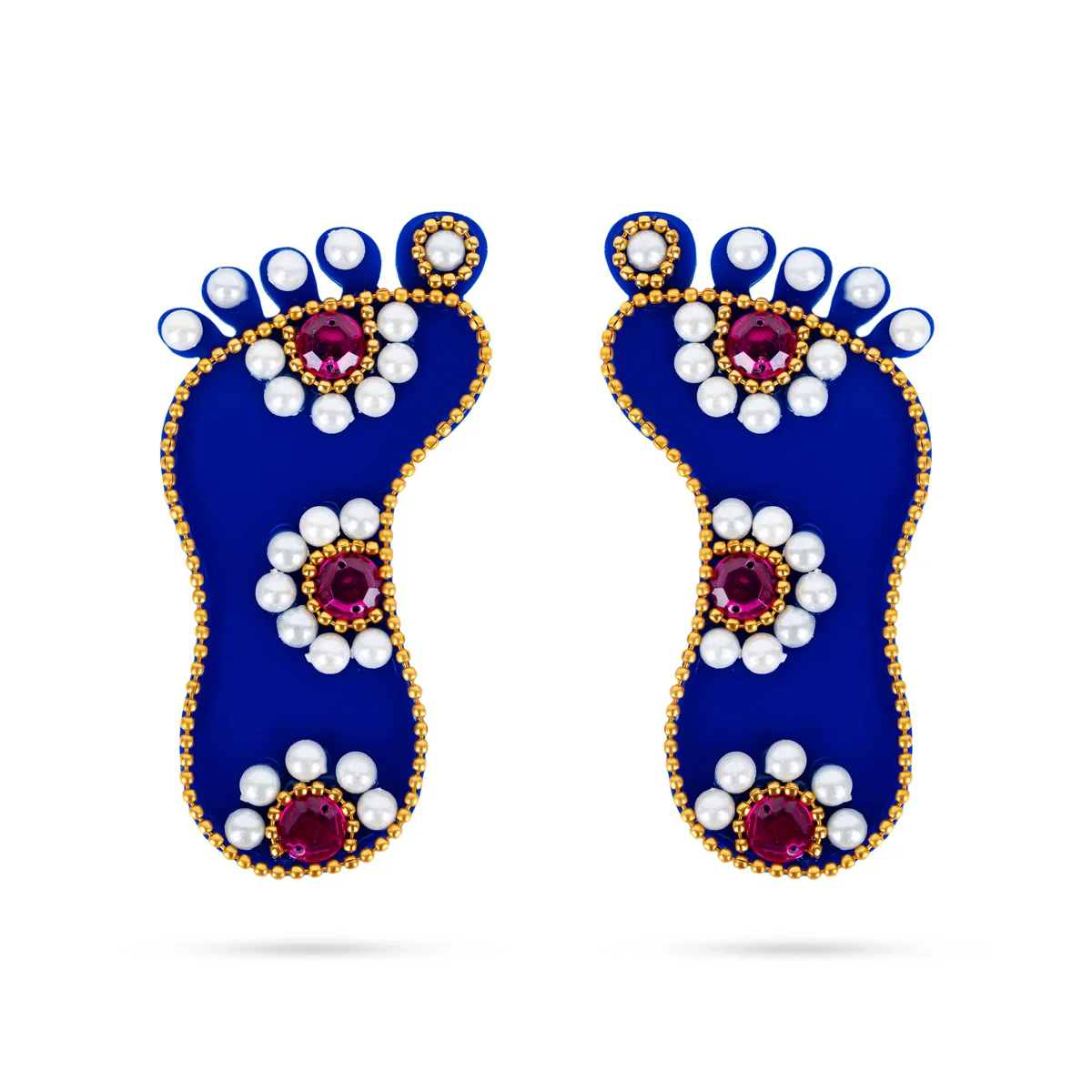 Krishna Padam Pair - 4 x 2 Inches | Acrylic Krishnar Padam/ Lakshmi Charan Paduka for Pooja/ Assorted Colour - Image 3