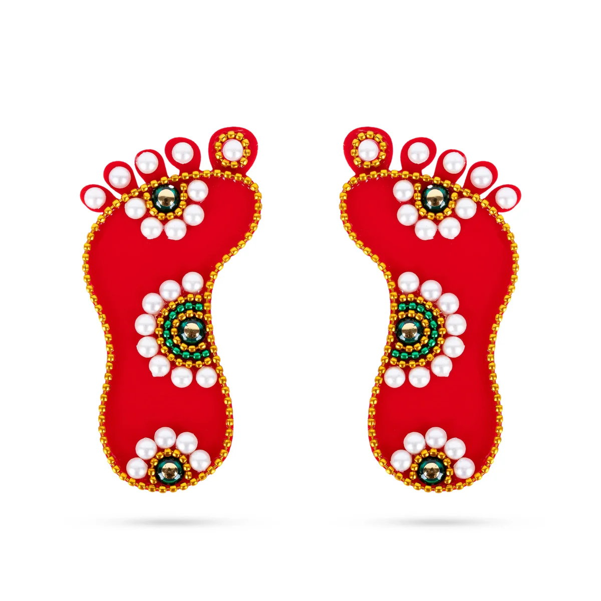 Krishna Padam Pair - 4 x 2 Inches | Acrylic Krishnar Padam/ Lakshmi Charan Paduka for Pooja/ Assorted Colour - Image 4