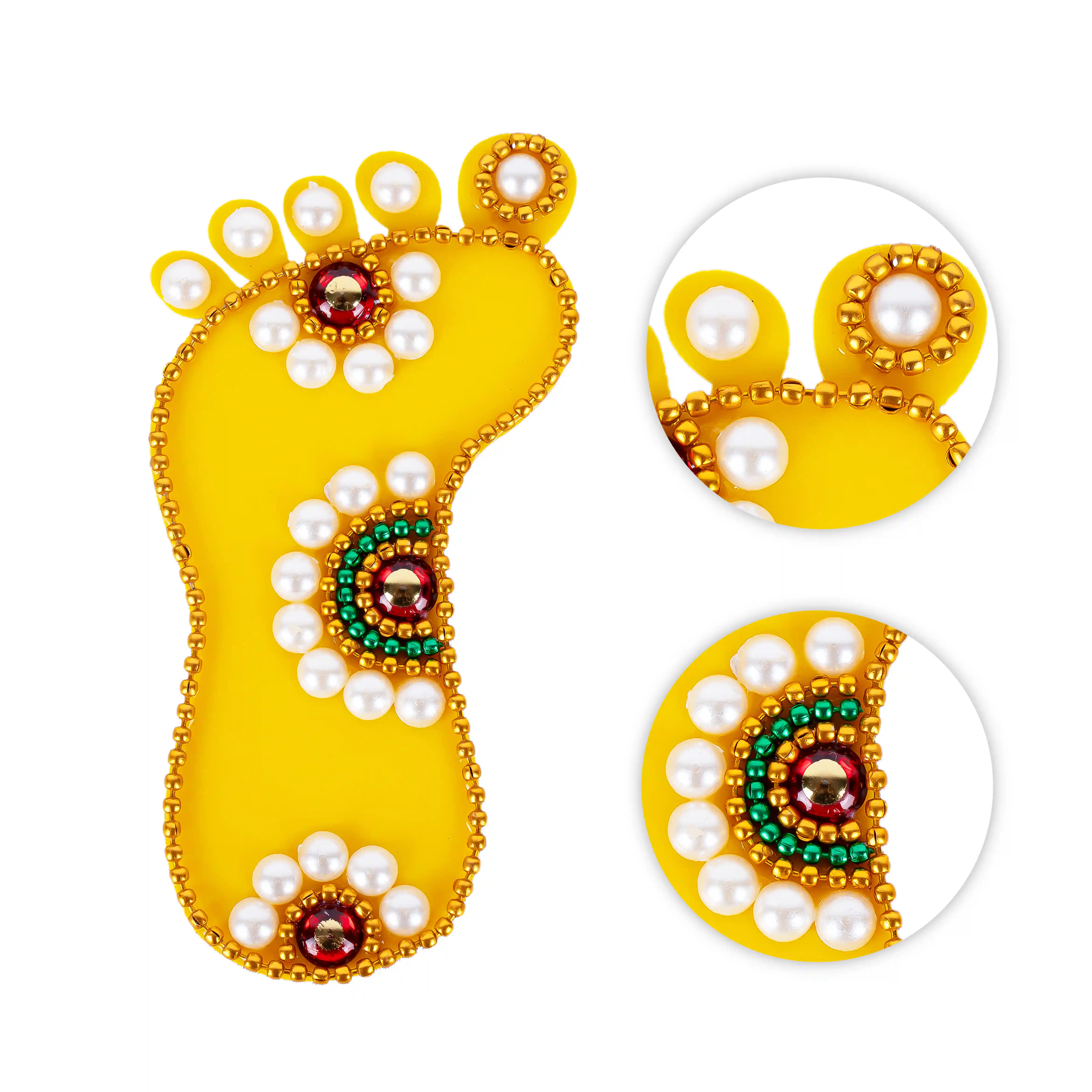 Krishna Padam Pair - 4 x 2 Inches | Acrylic Krishnar Padam/ Lakshmi Charan Paduka for Pooja/ Assorted Colour - Image 5