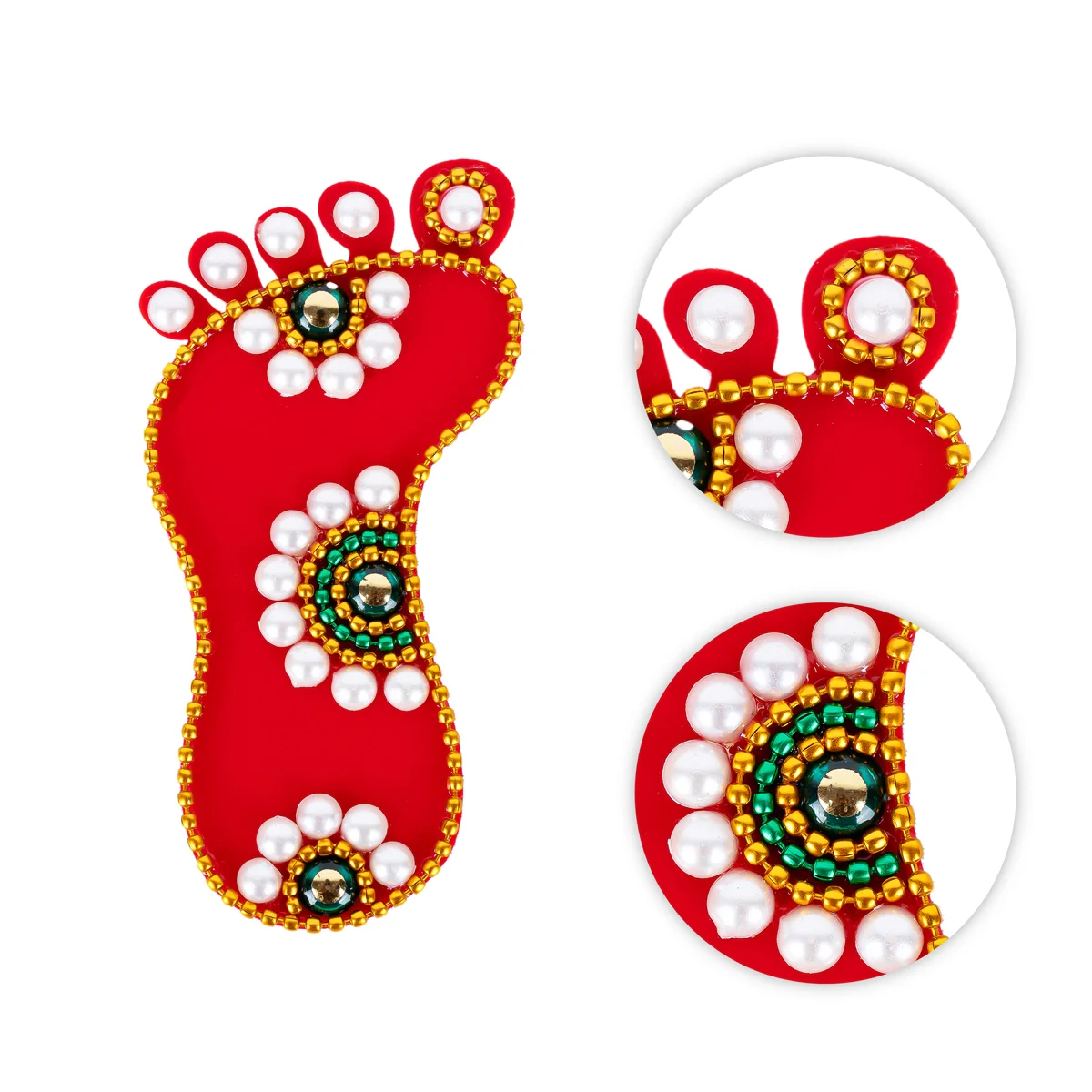 Krishna Padam Pair - 4 x 2 Inches | Acrylic Krishnar Padam/ Lakshmi Charan Paduka for Pooja/ Assorted Colour - Image 6
