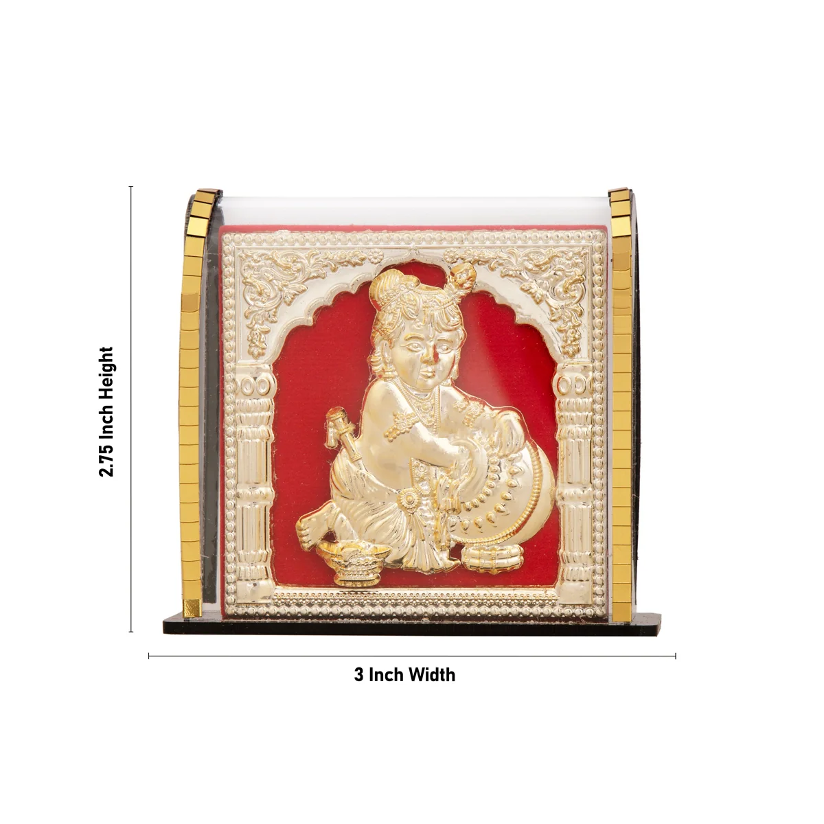 Acrylic Photo Frame - 2.75 x 3 Inches | Butter Krishna Design Acrylic Photo Stand/ Acrylic Frame Stand for Car - Image 2