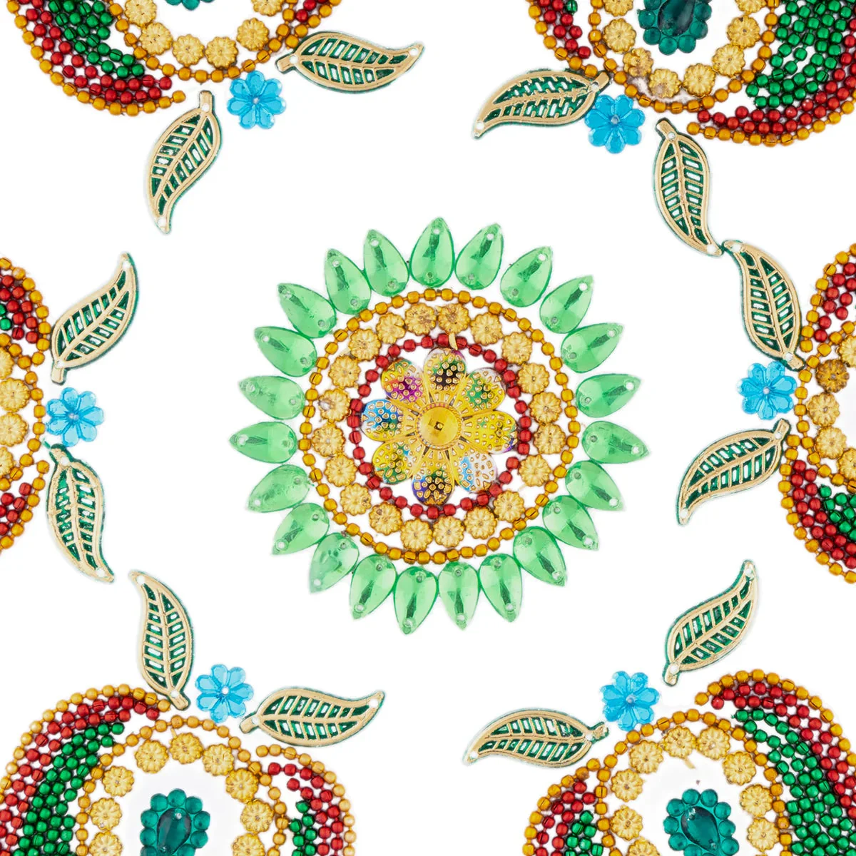 Acrylic Rangoli Design - 8 x 8 Inches | Lotus Design Muggulu Rangoli/ Kundan Rangoli for Home Decor - Image 2