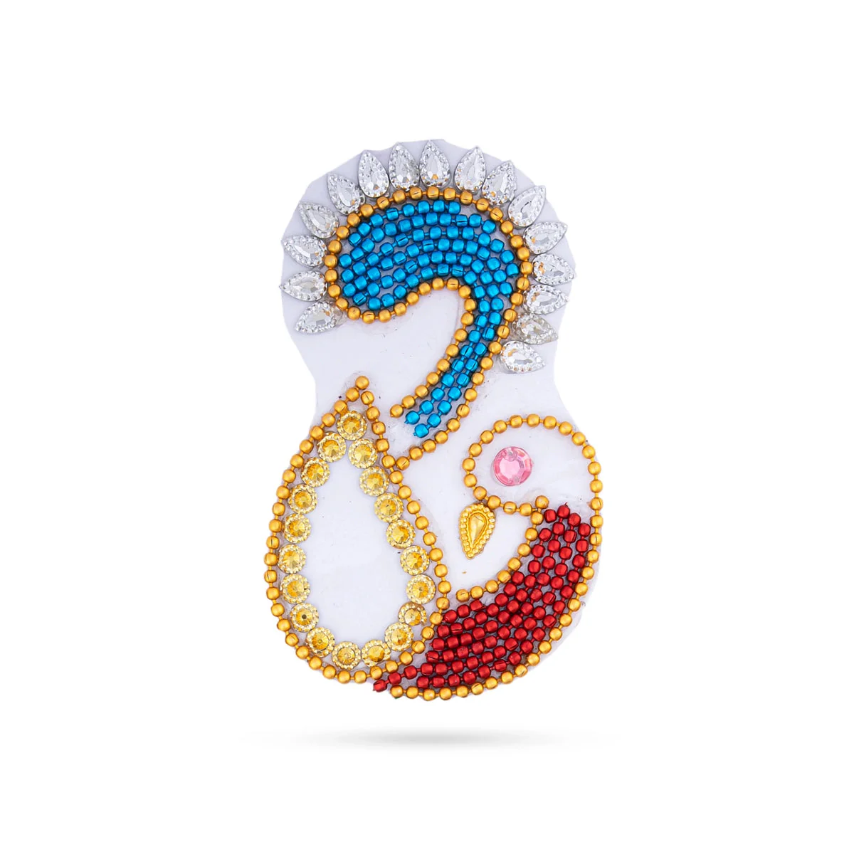 Acrylic Rangoli Design - 9 x 8 Inches | Peacock Design Muggulu Rangoli/ Kundan Rangoli for Home Decor - Image 2