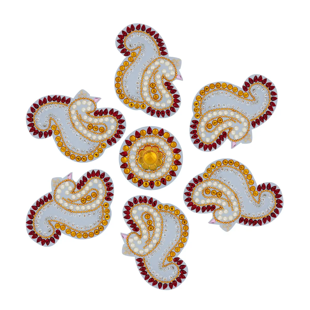 Acrylic Rangoli Design | Kundan Stone Muggulu Rangoli Kolam/ Peacock Design Kolam Design for Home Decor/ Assorted Colour - Image 7