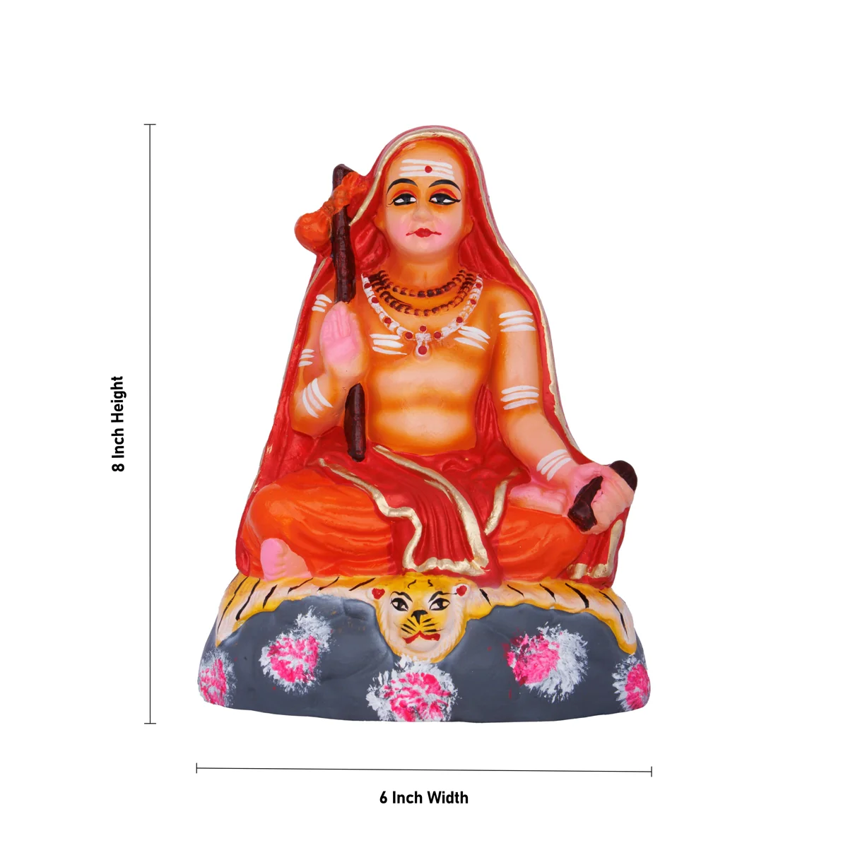 Adi Shankara Statue Clay Golu Bommai- 8 X 6 Inches | Navaratri Golu Gombe/ Giri Golu Doll/ Navratri Decoration - Image 4