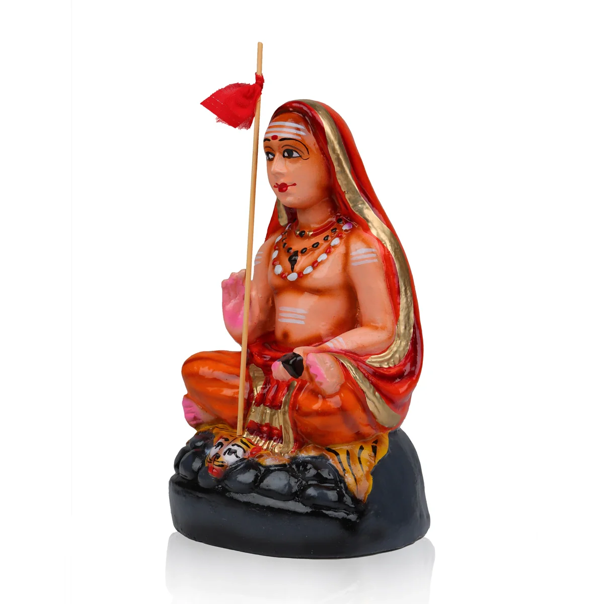 Adi Shankara Statue Clay Golu Bommai - 9 X 5.5 Inches | Navaratri Golu Gombe/ Giri Golu Doll/ Navratri Decor - Image 3