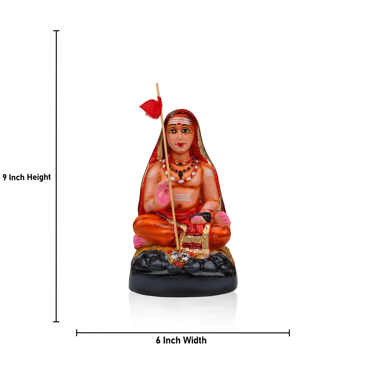 Adi Shankara Statue Clay Golu Bommai - 9 X 5.5 Inches | Navaratri Golu Gombe/ Giri Golu Doll/ Navratri Decor - Image 5