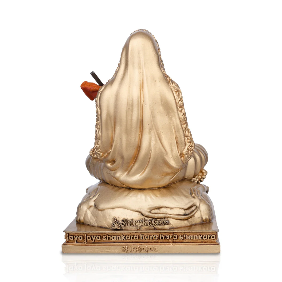 Adi Shankara Statue Sitting On Base- 6.5 X 4.5 Inches | Gold Polish Shankaracharya Murti/Resin Statue For Pooja - Image 4