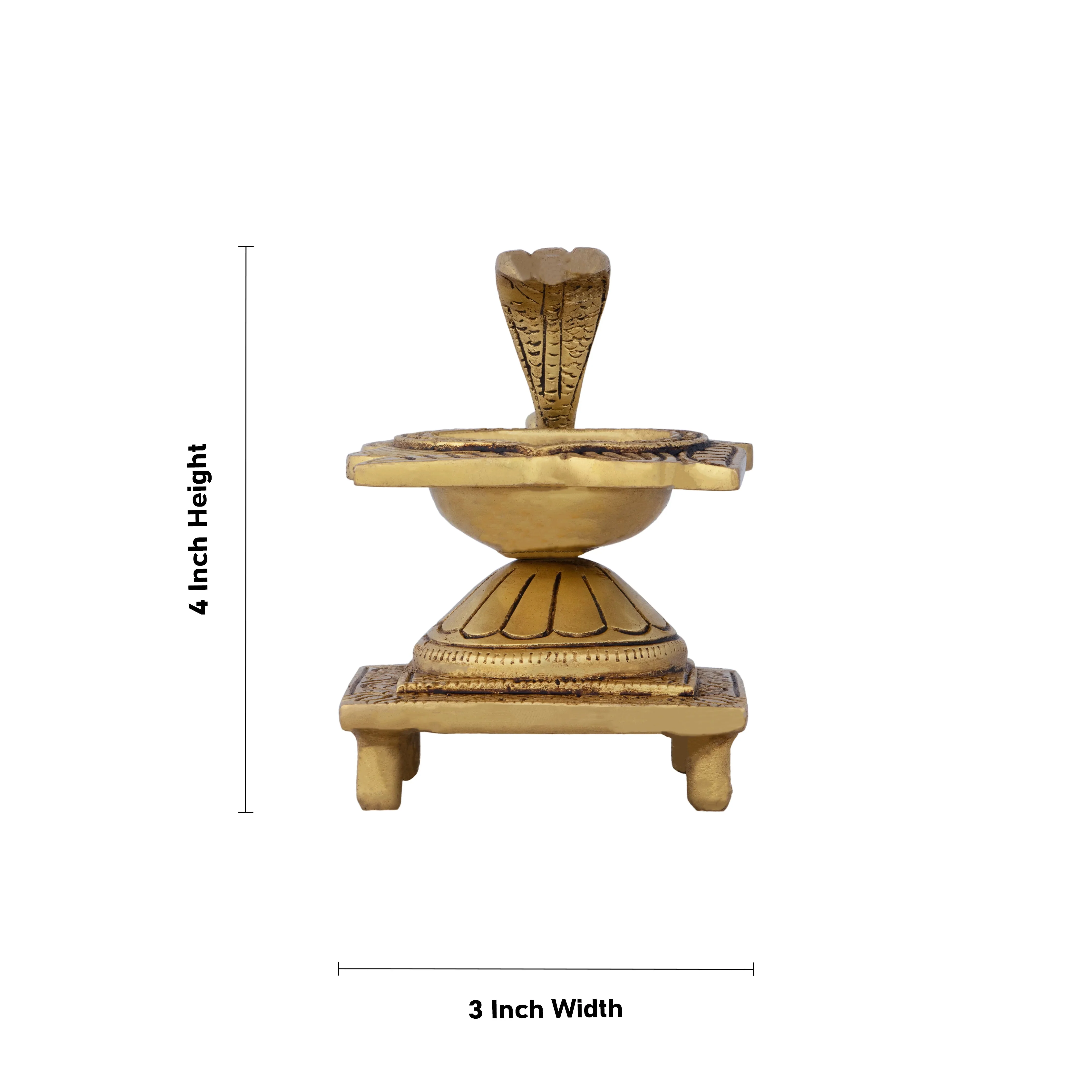Agal Vilakku With Snake Handle - 4 x 3 Inches | Brass Lamp/Antique Polish Flower Design Kartik Deepam for Pooja - Image 6