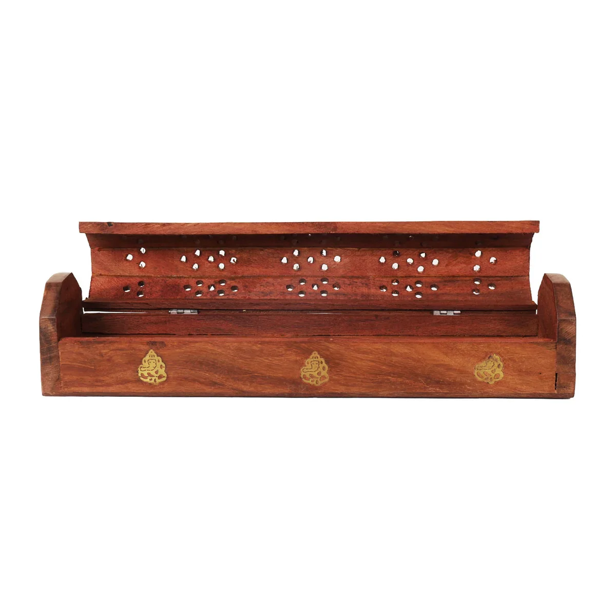 Agarbathi Box - 2.5 x 12 Inches | Ganesha Om Inlaid Design Incense Stick Holder/ Wooden Dhoop Holder for Pooja - Image 3