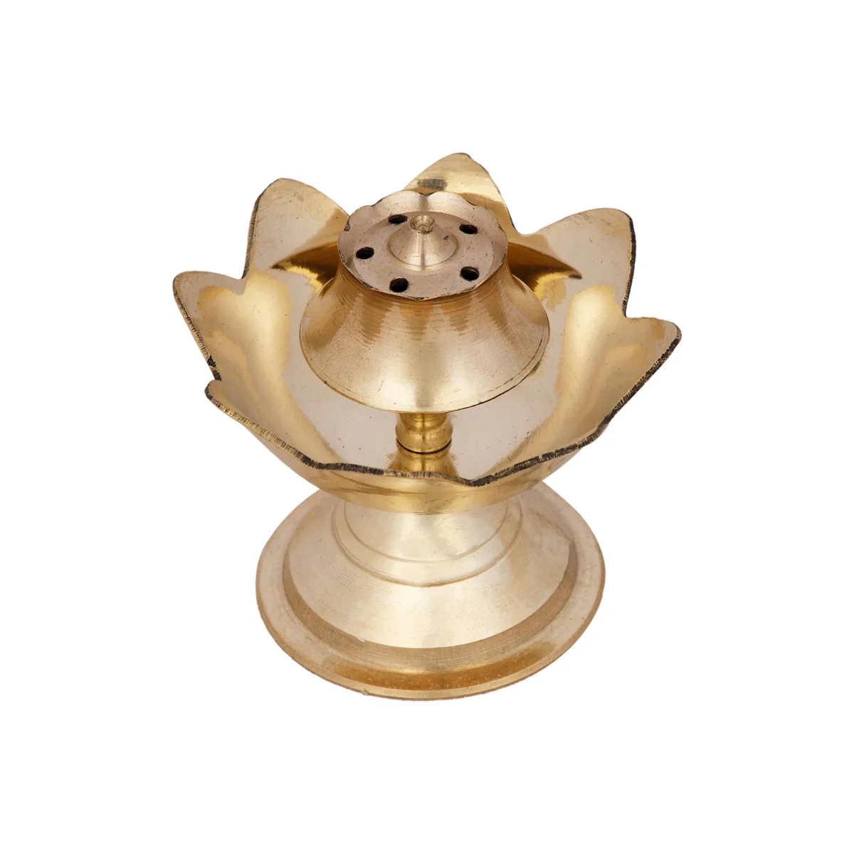 Agarbathi Stand - 2.5 x 2.5 Inches | Lotus Design Brass Incense Holder for Pooja/ 50 Gms Approx - Image 2