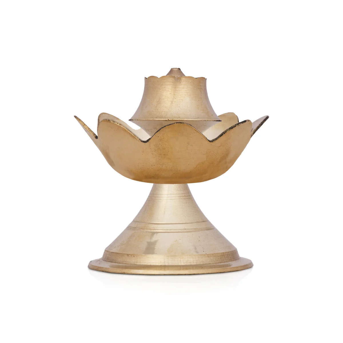 Agarbathi Stand - 3 x 3 Inches | Lotus Design Incense Stick Holder/ Brass Agarbathi Holder for Pooja - Image 2