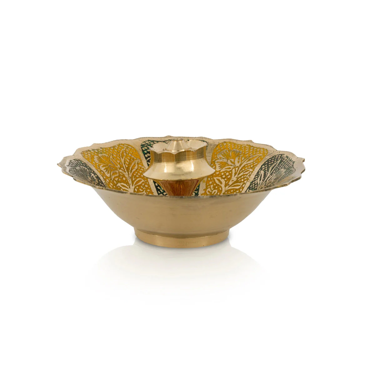 Agarbathi Stand With Bowl - 1.5 x 4 Inches | Oothupathi Stand/ Brass Incense Stick Holder for Pooja