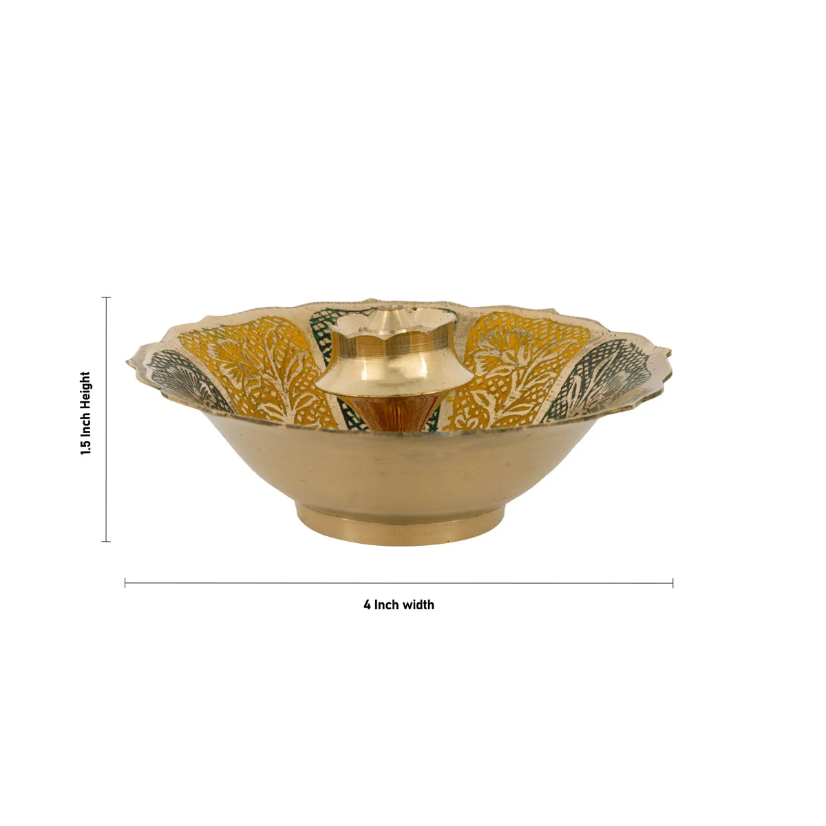 Agarbathi Stand With Bowl - 1.5 x 4 Inches | Oothupathi Stand/ Brass Incense Stick Holder for Pooja - Image 2