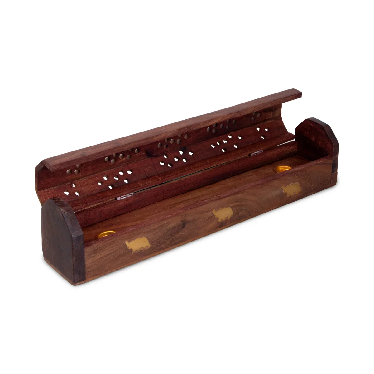 Agarbatti Stand - 2 x 12 Inches | Wooden Incense Holder/ Elephant Inlaid Design Agarbathi Box for Pooja - Image 4