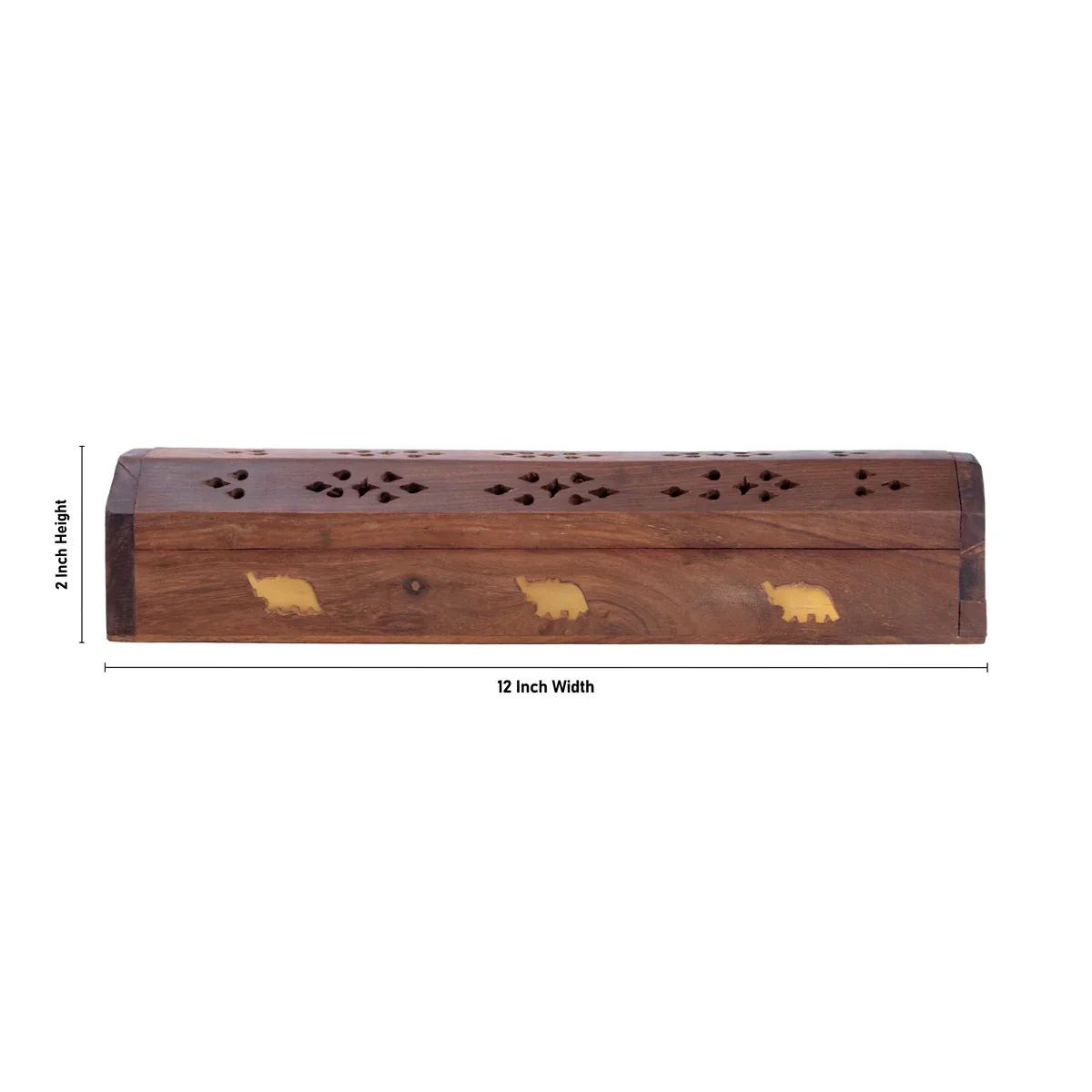 Agarbatti Stand - 2 x 12 Inches | Wooden Incense Holder/ Elephant Inlaid Design Agarbathi Box for Pooja - Image 6