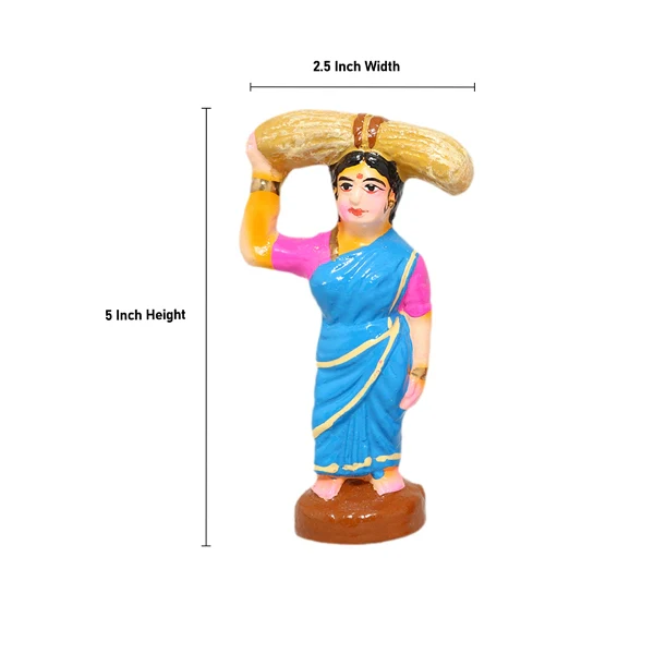 Agriculture Clay Golu Bommai Set - 5 x 2.5 Inches | Giri Golu Doll/ Navaratri Golu Bomma/Gombe - Image 4
