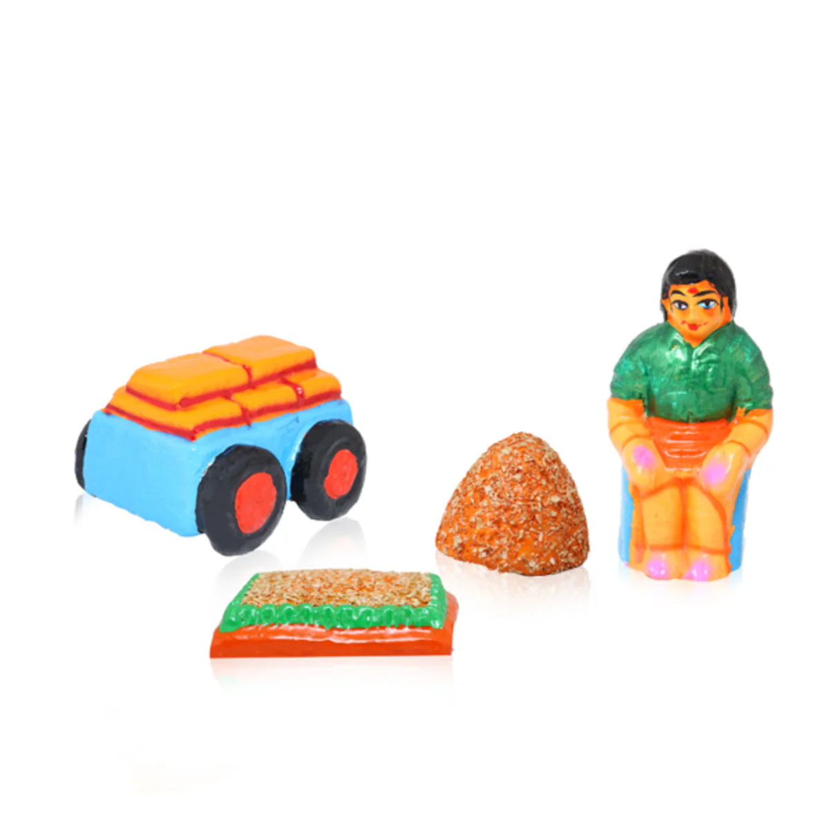 Agriculture Clay Golu Bommai Set - 7 x 7 Inches | Giri Golu Doll/ Navaratri Golu Bomma/Gombe/Bommai - Image 6