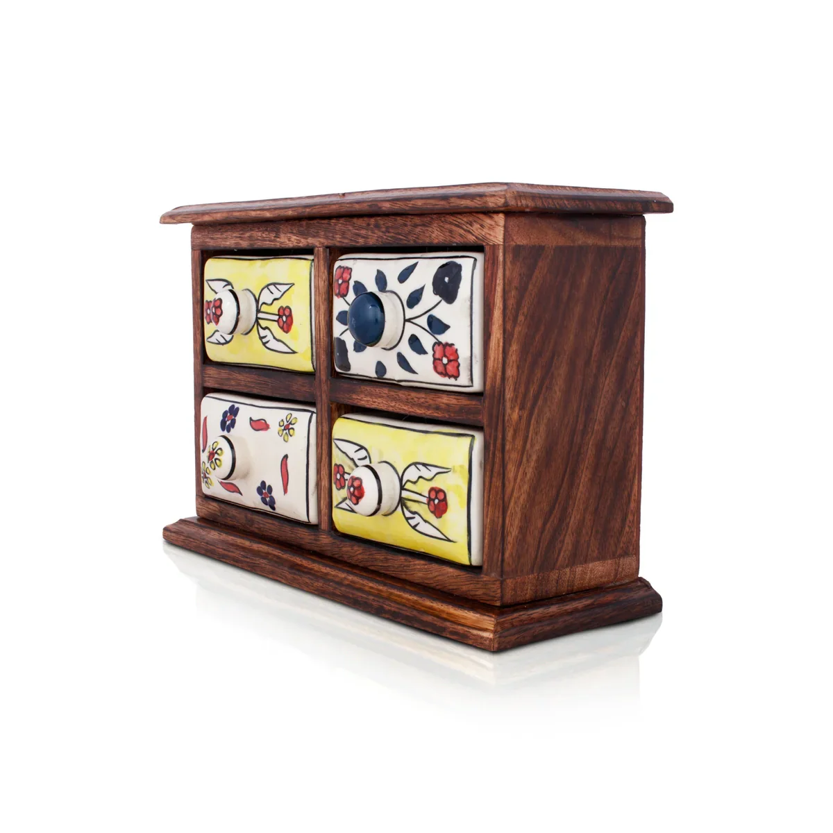 Almirah with 4 Drawer - 10 x 6 Inches | Mini Wooden Box/ Storage Box for Home - Image 3