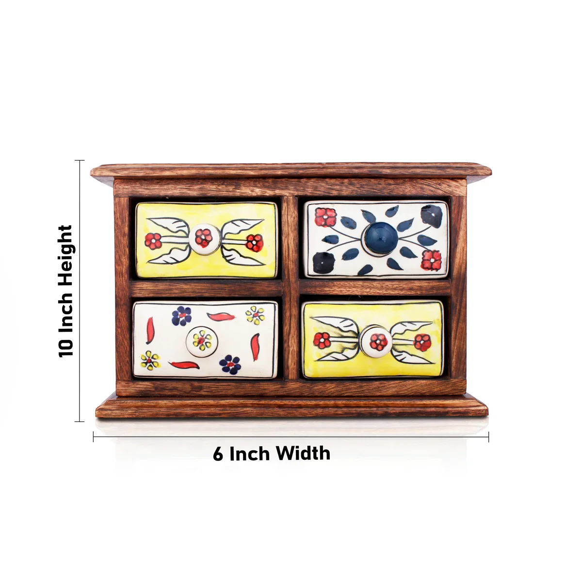 Almirah with 4 Drawer - 10 x 6 Inches | Mini Wooden Box/ Storage Box for Home - Image 6