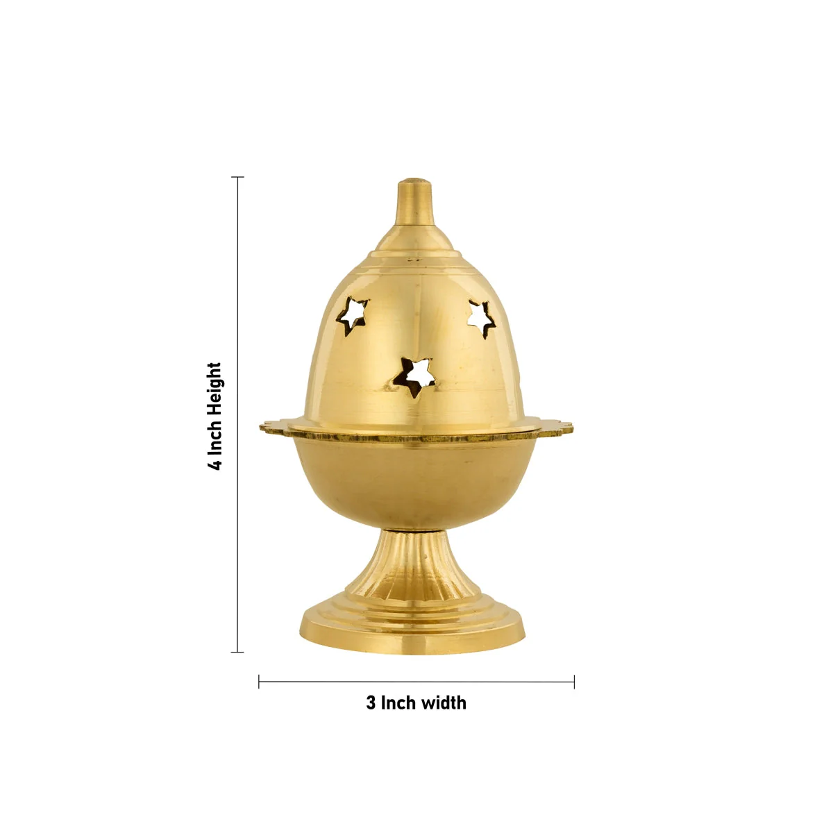 Amar Deep With Base - 4 x 3 Inches | Brass Lamp/ Brass Pooja Diya/ Brass Deepam Star Design Lid for Home - Image 4