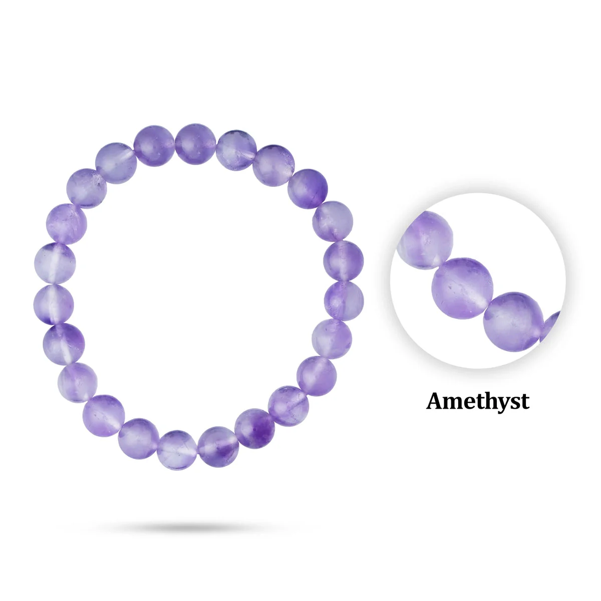 Amethyst Bracelet - 2.5 Inches | Amethyst Bead Bracelet/ Amethyst Crystal Bracelet for Men & Women - Image 2