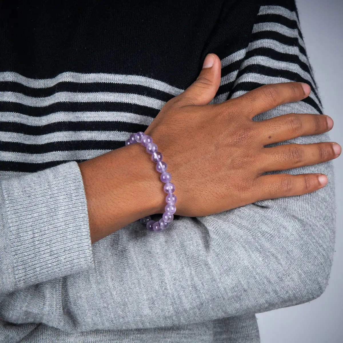 Amethyst Bracelet - 2.5 Inches | Amethyst Bead Bracelet/ Amethyst Crystal Bracelet for Men & Women - Image 4
